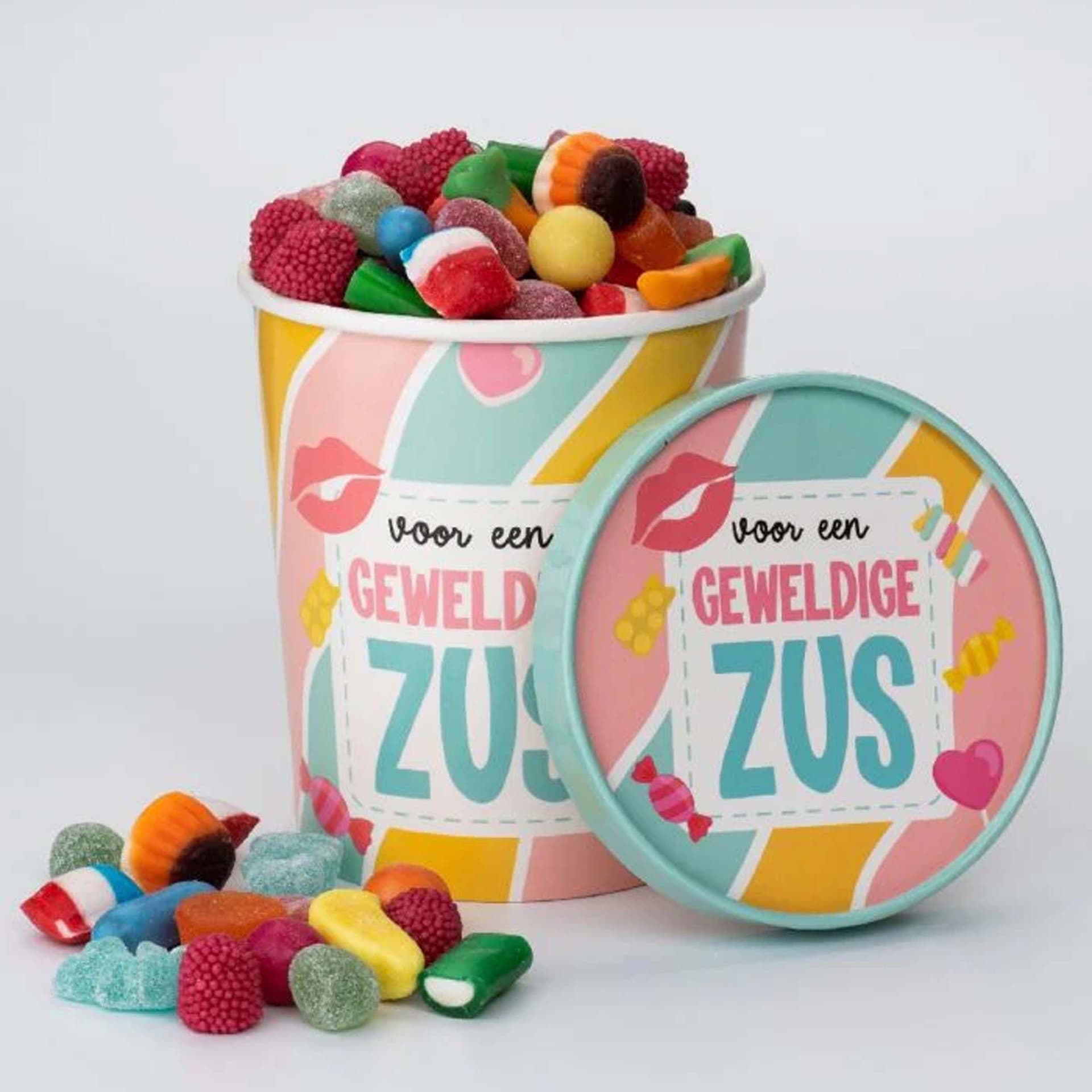 Candy Bucket “Voor een geweldige zus”